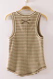 Lacey Striped Button Front Tank Top