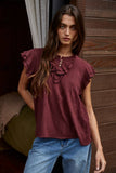 Darby Pintuck & Ruffle Detail Top