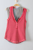 Lacey Striped Button Front Tank Top