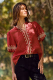 Valerie Embroidered Bubble Sleeve Blouse