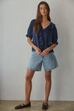 Larissa Ruffle Button Down V-Neck Blouse