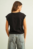 Edie  Waist Detailed Cap Sleeve Top