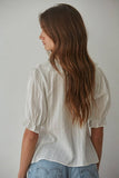 Larissa Ruffle Button Down V-Neck Blouse