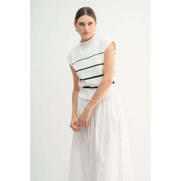 Elle Striped Sleeveless Sweater