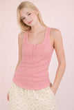 Lacey Striped Button Front Tank Top