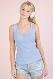 Lacey Striped Button Front Tank Top