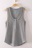 Lacey Striped Button Front Tank Top