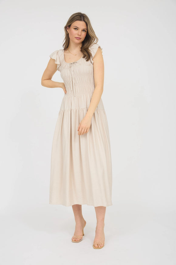 Melanie Shirred Bodice Midi Dress