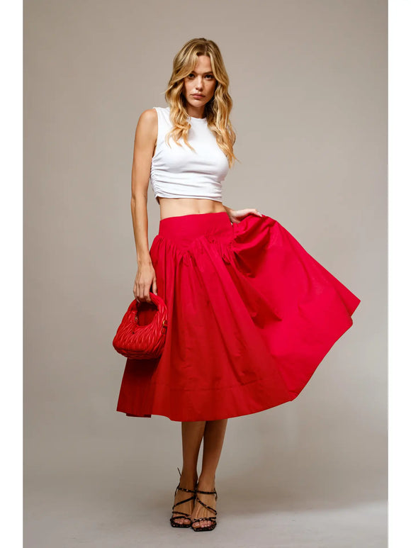 Freya Smocked Flare Midi Skirt