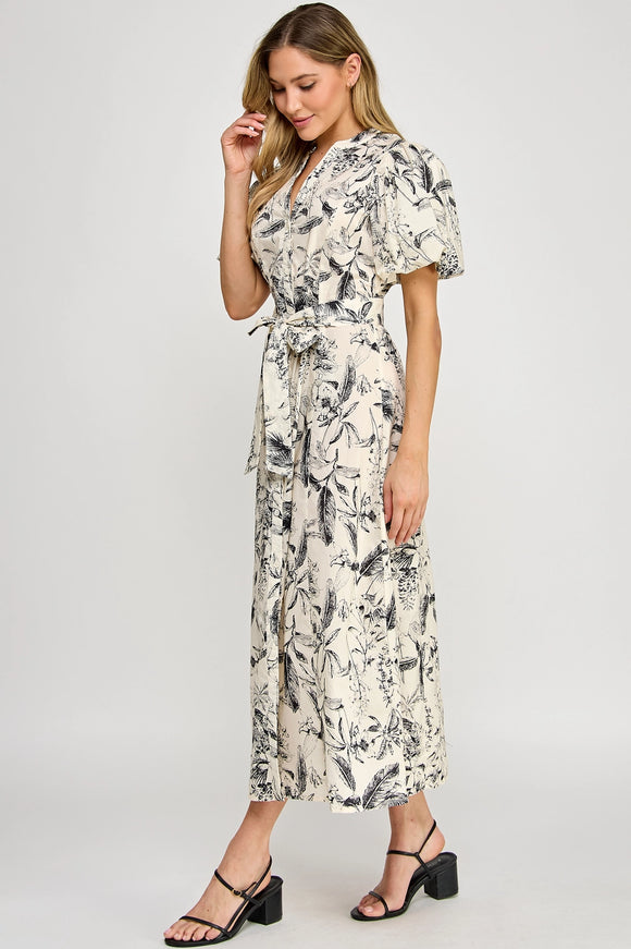 Julie Puff Sleeve Floral Maxi Dress