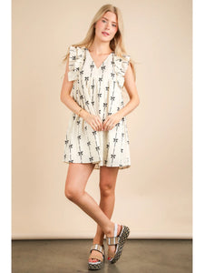 Cheyenne Bow Print Sleeveless Mini Dress