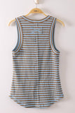 Lacey Striped Button Front Tank Top
