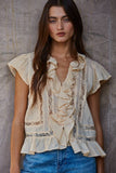 Tia V-Neck Ruffle Detail Top