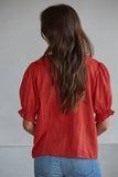 Larissa Ruffle Button Down V-Neck Blouse