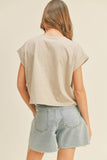 Faye Round Neck Cuffed Sleeve Top