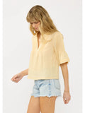 Aurelia Pintuck Split Neck Top