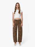 High Rise Floral Print Barrel Jeans