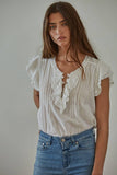 Darby Pintuck & Ruffle Detail Top