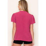 Helen Split V Neck Crinkled Top