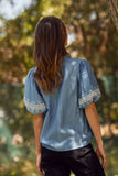 Valerie Embroidered Bubble Sleeve Blouse