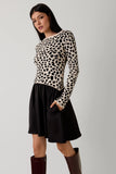 Josie Contrast Fabric Animal Print Dress