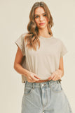 Faye Round Neck Cuffed Sleeve Top