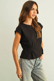 Edie  Waist Detailed Cap Sleeve Top