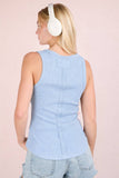 Lacey Striped Button Front Tank Top