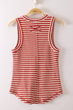 Lacey Striped Button Front Tank Top