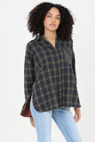 Mixed Plaid Oversized Button Down Shirt