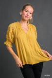 Melissa Button Down Sheer Bubble Sleeve Top