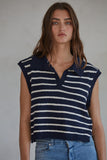 Katniss Striped Collared Sweater Tank