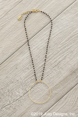 Booster Crystal Chain Brass Ring Necklace
