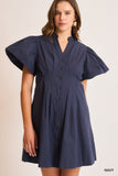 Candace Pleated Bubble Sleeve Dress