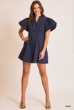 Candace Pleated Bubble Sleeve Dress