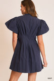 Candace Pleated Bubble Sleeve Dress