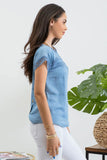 Betty Chambray Lace Trim Woven Top