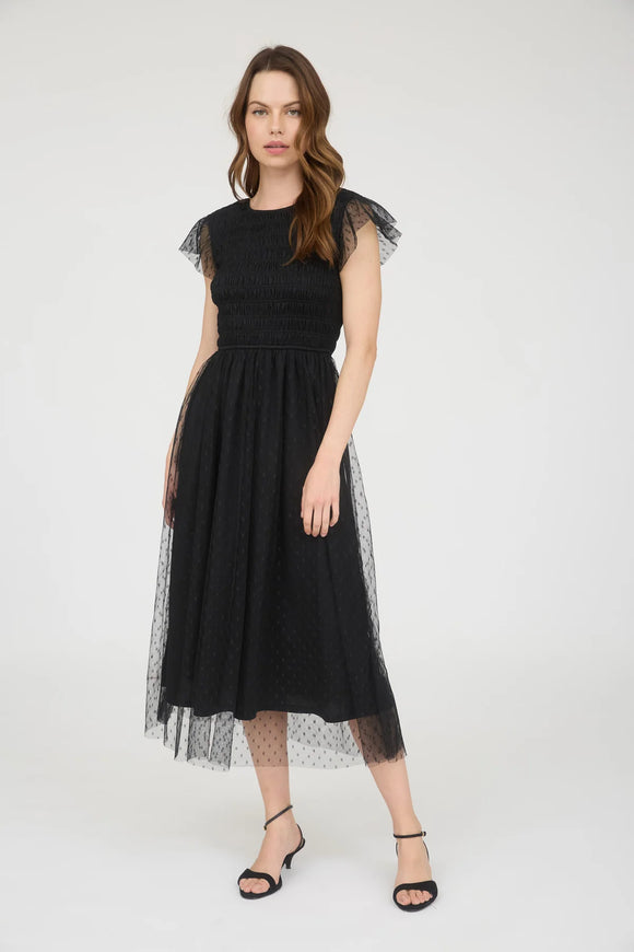 Josie Polka Dot Chiffon Smocked Dress