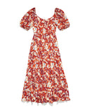 Loleta Floral Print Smocked Back Midi Dress