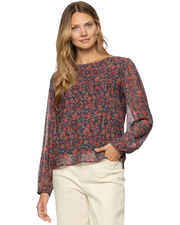 Britt Long Sleeve Pin Tuck Blouse