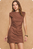 Mary Suede Shoulder Pad Dress