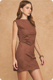 Mary Suede Shoulder Pad Dress