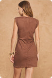 Mary Suede Shoulder Pad Dress