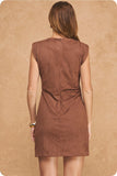 Mary Suede Shoulder Pad Dress