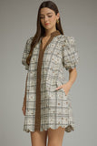 Delia Plaid & Floral Puff Sleeve Dress