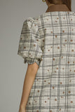 Delia Plaid & Floral Puff Sleeve Dress