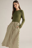 Ellen Knit Bodice & Striped Skirt Dress