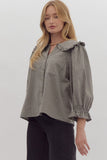 Sienna Striped Ruffle Collar Button Down