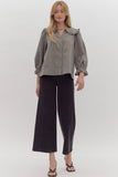 Sienna Striped Ruffle Collar Button Down