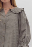 Sienna Striped Ruffle Collar Button Down